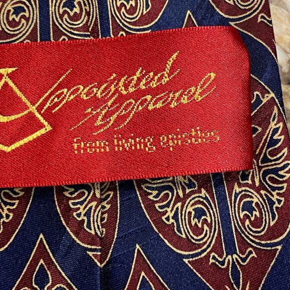 Appointed Apparel 100% Silk Neck Tie Navy, Burgundy and Gold Cross Print - Picture 3 of 4